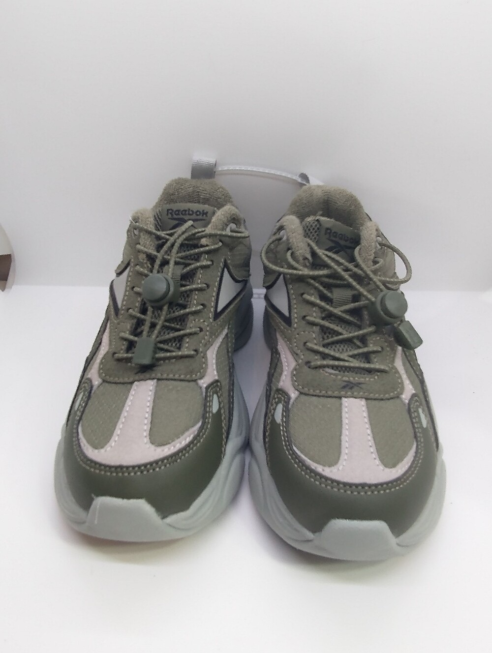 Reebok Big Boys Green/Gray Low Top Athletic Sneakers Drawstring Closure, Size 2k